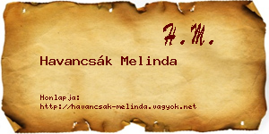 Havancsák Melinda névjegykártya